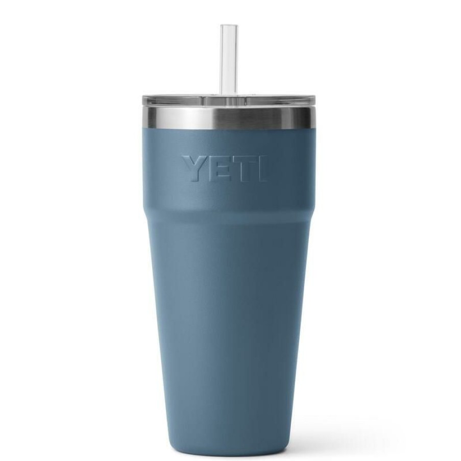 Home And Decor * | New Yeti Rambler 26 Oz Nordic Blue Bpa Free Straw Cup