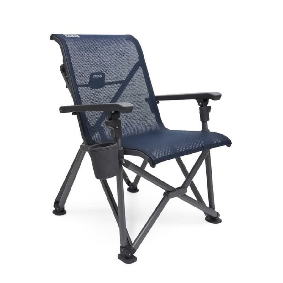 Outdoor Living * | Best Reviews Of Yeti Trailhead Brown/Black Polypropylene Frame Camping Chair Navy Blue